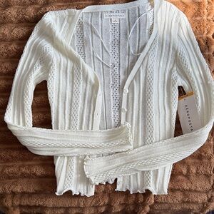 Aeropostale Women's Cream Cardigan Sweater